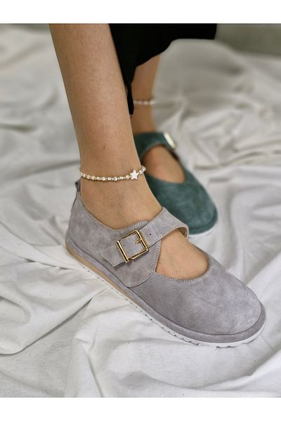 aayak&kabımofficial Ultra Light Genuine Suede Belt Detailed Luxury Buckle Women's Loafer Shoes