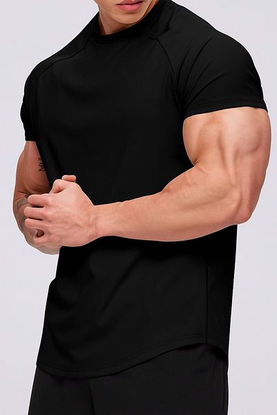 GENIUS STORE Ανδρικό αθλητικό μπλουζάκι Running Sports Gym Raglan Oval Cut Χτενισμένο βαμβακερό μπλουζάκι OVALT-SHİRT