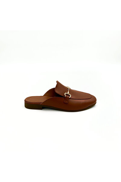 Folle Kahverengi Deri Loafer Terlik