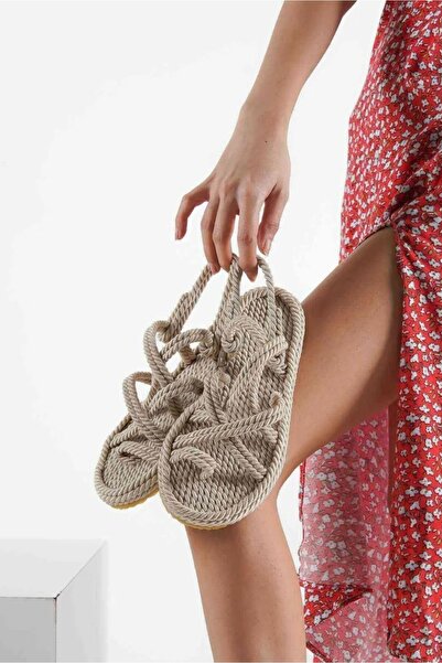 ROSTO Unisex Ψάθινα σανδάλια με σχοινί βιζόν 36-45