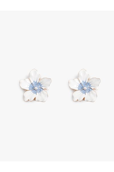 Koton Steel Alloy Pearl Detailed Flower Earrings