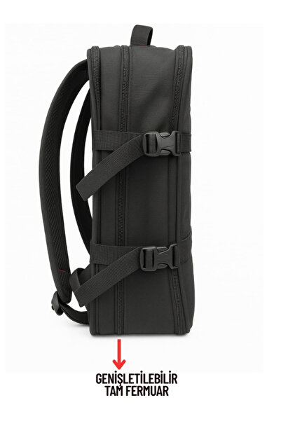 Çantachım حقيبة ظهر للكمبيوتر المحمول قابلة للتوسيع مقاس 17.3 بوصة مع جهاز USB