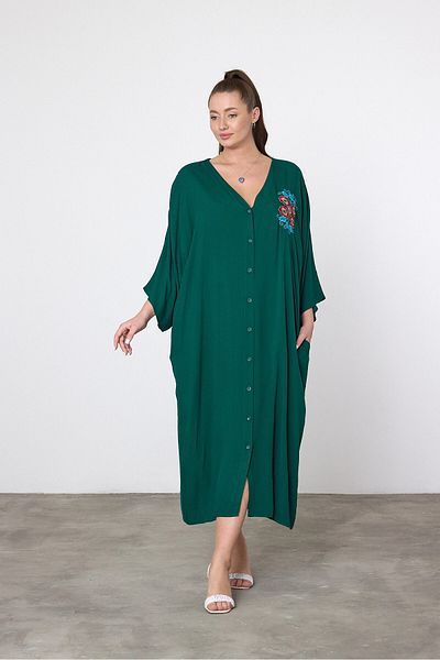 bacc Φόρεμα Maxi Size Emerald Green Κέντημα Κεντημένο υφαντό Viscon Bcvl-25v038
