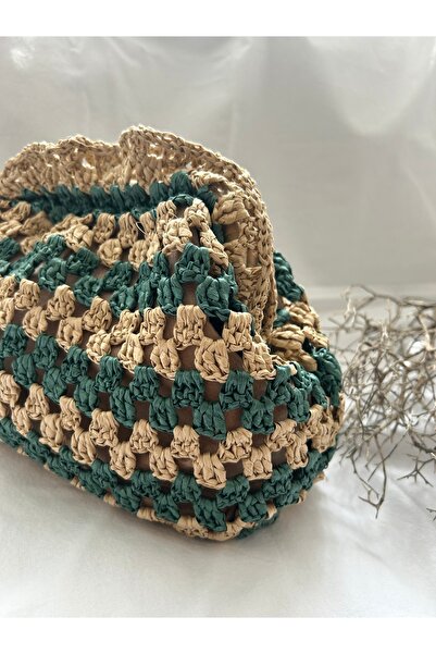 NapaDesignArt Hasır Clutch Çanta, Hasır El Çantası , Motifli Örgü Çanta, Yazl...