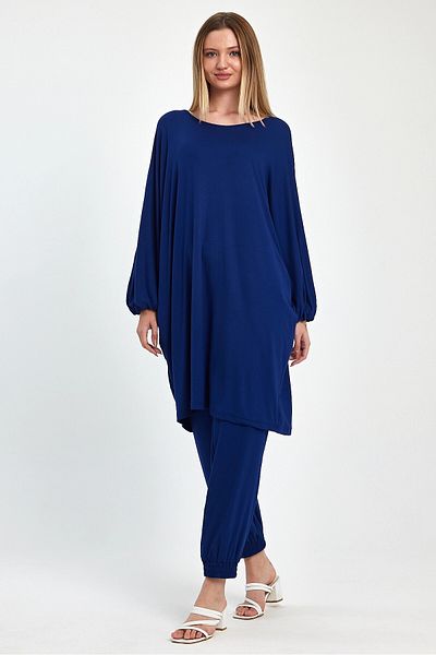 bacc Set de top și pantaloni tunică și pantaloni bleumarin de dimensiune maxi Bcvl-251029