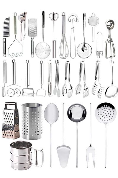Mirilliahome 28 Piece Stainless Steel Kitchen and Serving Utensils Dowry Set