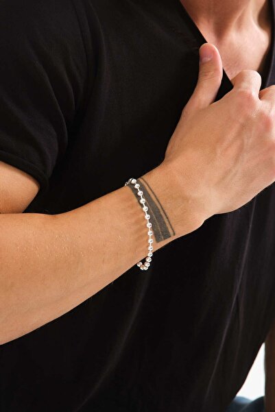 ANDA 925 Ayar Gümüş Unisex Top Zincir Bileklik Tırnak Makası Bileklik