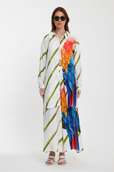 bacc Women's Green Striped and Printed Shirt and Trousers Set with Woven Bottom Top Bcvl-24934