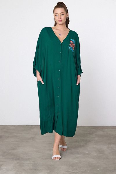 bacc Φόρεμα Maxi Size Emerald Green Κέντημα Κεντημένο υφαντό Viscon Bcvl-25v038