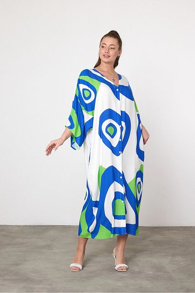 bacc Φόρεμα Maxi Boy Πράσινο εμπριμέ υφαντό Viscon Bcvl-25905
