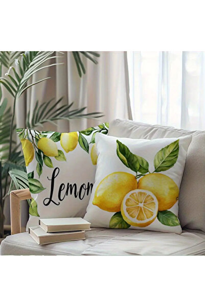 dukart غطاء وسادة منزلي منقوش بالليمون، قطعة واحدة