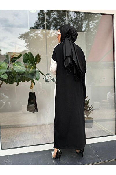 Invee Asimetrik Desen Triko Kadın Elbise Siyah