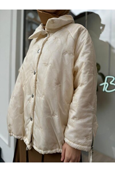 MissWhence Embroidered Detailed Design Women's Inflatable Cap Ecru