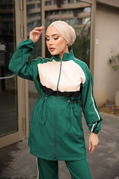 Wovi Σετ αθλητικής φόρμας Hijab Διπλό Σετ με φερμουάρ - Σετ κάτω και επάνω