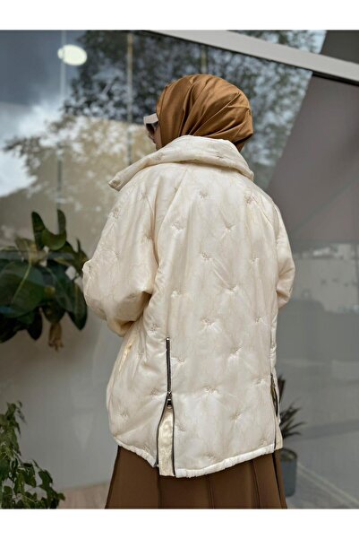 MissWhence Embroidered Detailed Design Women's Inflatable Cap Ecru