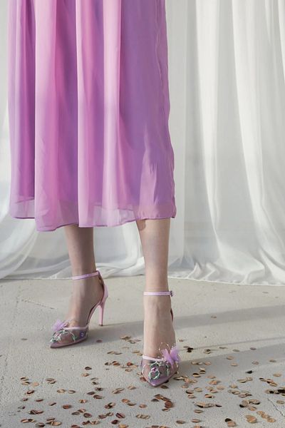 Letafia Fairytale Butterfly Detailed Lilac Heeled Shoes