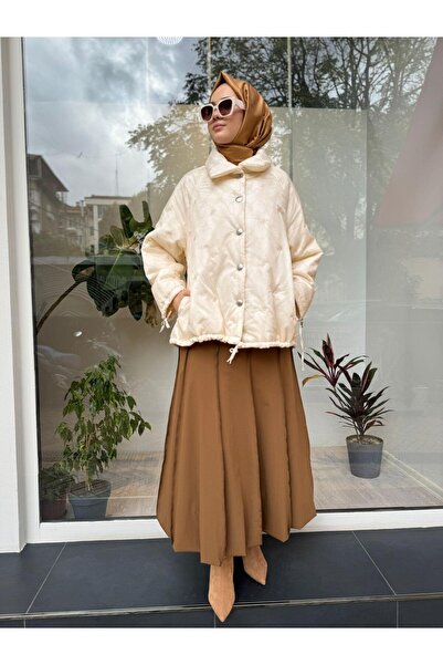 MissWhence Embroidered Detailed Design Women's Inflatable Cap Ecru