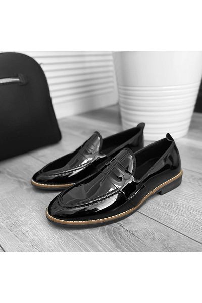 dehaine Men's Casual Loafers, Vegan Leather, 12221, Black