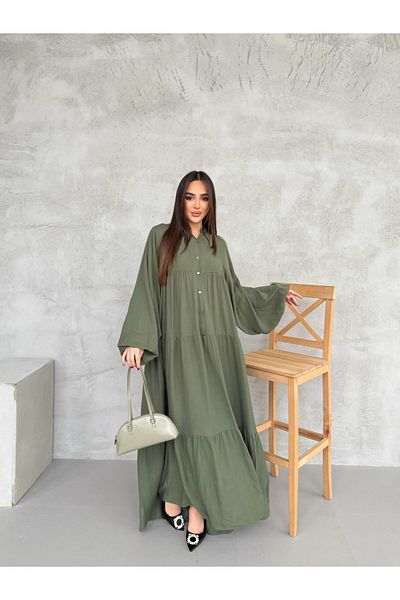 Att Attstil Summer Khaki Short Front Shacket Loose Dress