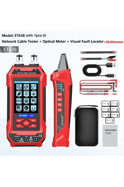 TOOLTOP Et638 With 7 Id Network Cable Tester 4 In 1 Multi-function Fiber Optical Power Meter Visual