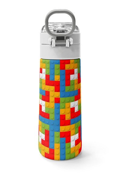 Coral High Kids Block Patterned Straw and Direct Drinking Steel Thermos 500 ml 31991
