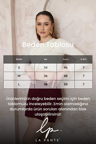 LA PANTE Normal Bel Arkası Şort Görünümlü Beyaz Mini Şortlu Etek