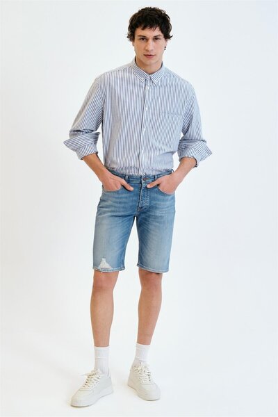 Denim Trip Straight Fit Açık Indigo Erkek Şort
