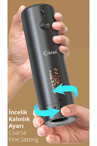 Kiwi Kspg-4851 Şarjlı Tuz Karabiber Değirmeni Otomatik Baharat Öğütücü