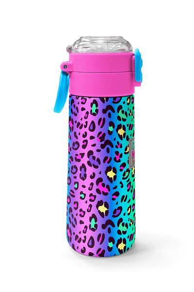 Coral High Kids Colorful Leopard Patterned Stainless Steel Thermos with Straw and Pole 500 ml 31985