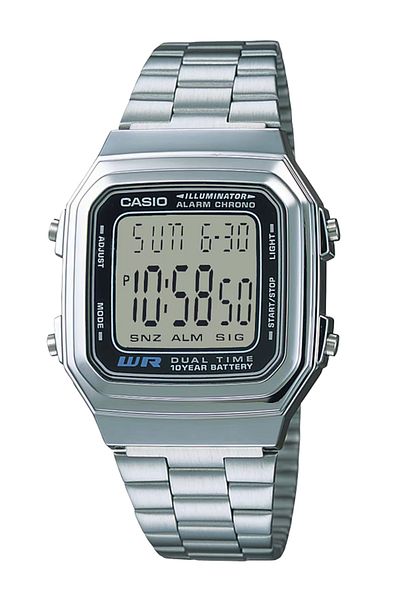 Casio Men's A178wa-1a Silver Stainless-steel Quartz Watch With Grey Dial