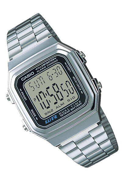 Casio Men's A178wa-1a Silver Stainless-steel Quartz Watch With Grey Dial