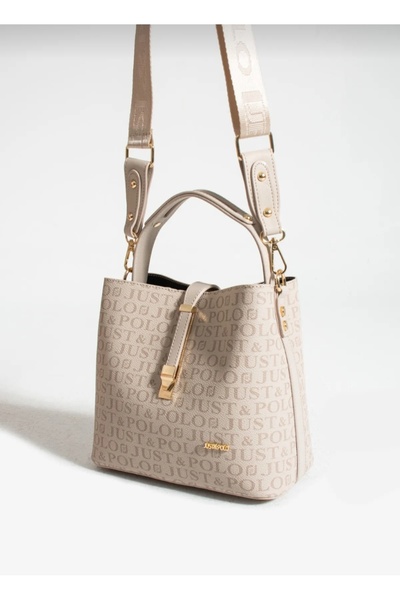 Just Polo مجموعة محفظة حقيبة كريمية للنساء