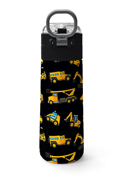 Coral High Kids Black Yellow Construction Machine Patterned Steel Thermos with Straw and Direct Drinking 500 ml 31920