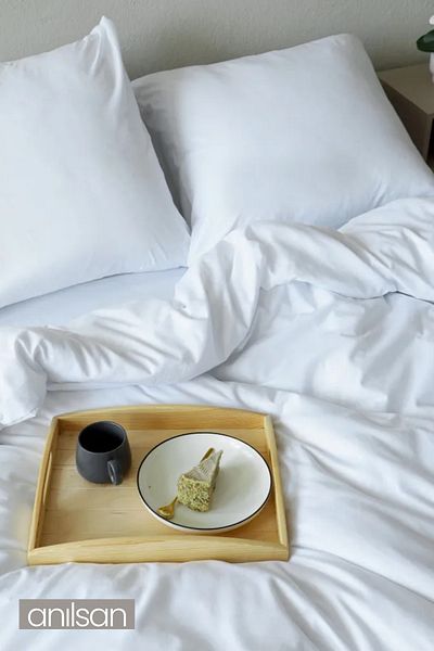 Anılsan Plain White Single Duvet Cover Set 100% Cotton, 83Tel