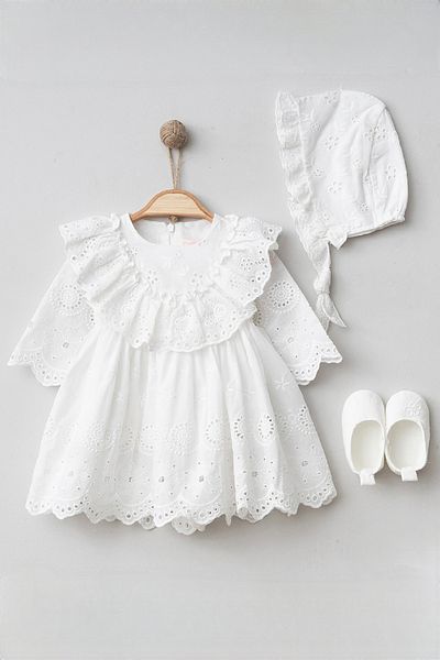 Cherub Baby Lotus Baby Girl Embroidered Dress Newborn Luxury Dress Set - Hospital Outlet and Mevlütlük Set