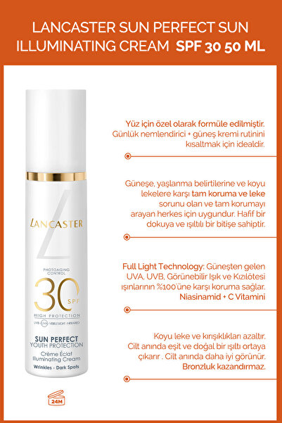 Lancaster Sun Perfect Aydınlatıcı Yüz Güneş Krermi SPF30 50ml