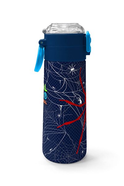 Coral High Kids Navy Blue Red Spider Patterned Steel Thermos with Straw and Direct Drinking 500 ml 31931