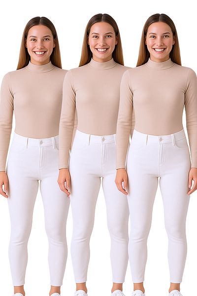 MS HAMİLE İÇ GİYİM Women's Turtleneck Long Sleeve Tank Top Set 3L