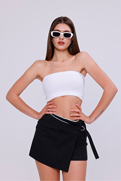 LA PANTE Dark Gray Shorts Skirt with Belted Buckle