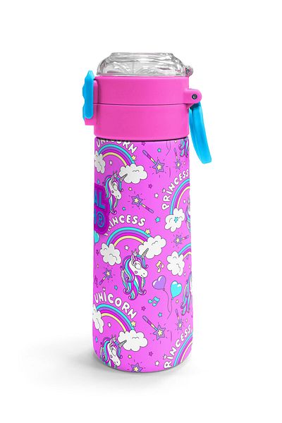 Coral High Kids Purple Light Pink Unicorn Patterned Straw and Direct Drinking Steel Thermos 500 ml 31978