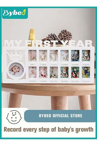 BYBEO First Year Newborn Keepsake Frame 12 Months Milestone Photo Frames Baby Shower And Album Gifts