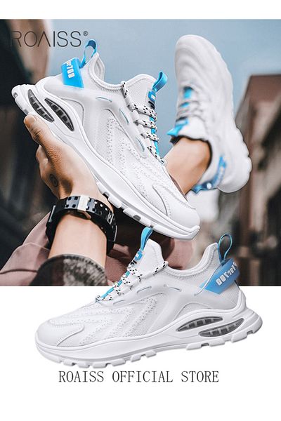 ROAISS New Men Lace up Front Letter Running Shoes Sneakers Sport Outdoor Non-slip Shoes INS Trendy Casual L