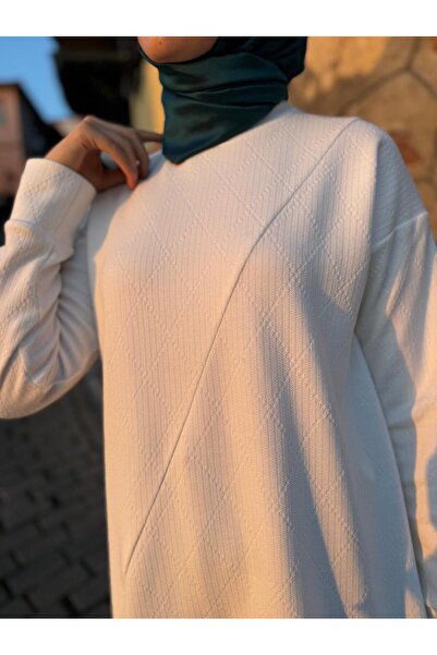 Almarwah Black White Diamond Patterned Basic Women's Tunic