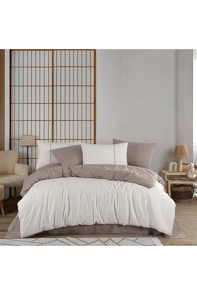 Hobby Double Hobby Di̇amont Cream-Brown Poplin Bedding Set