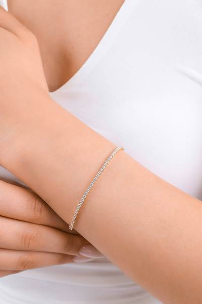Side Gold Kuyumculuk 14 Ayar Sarı Altın Zirkon Taşlı Suyolu Bileklik