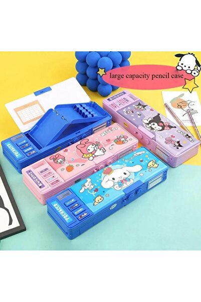 Genel Markalar Kuromi Çok Fonksiyonlu Şifreli Kalem Kutusu (MOR) Kalemlik Sanrio Kuromi