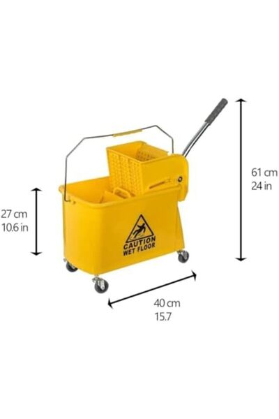 BUNCA Bonka Wheeled Mop Bucket with Side Squeeze - Professional Cleaning Bucket for Homes, Hotels, and Hospitals 20L