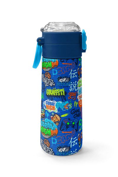 Coral High Kids Saks Graffiti Patterned Steel Thermos with Straw and Direct Drinking 500 ml 31968