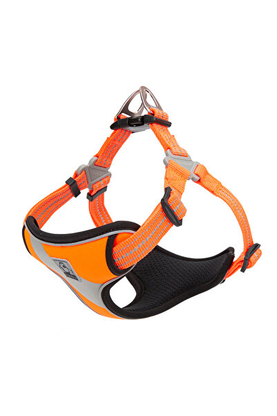 True Love Oxford Kumaşlı, Turuncu Mesh Göğüs Tasması