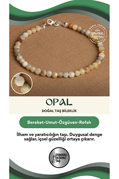OSMANLI DEĞERLİ TAŞ Sertifikalı Opal Doğal Taş Bileklik – Renklerin Dengesi v...